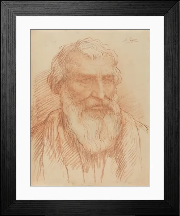 Framed Print : Study of a Head. Creator: Alphonse Legros