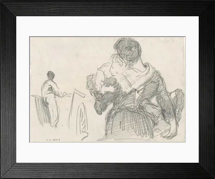 Framed Print : Mother and Child [recto], c. 1871-1872. Creator: John Singer Sargent
