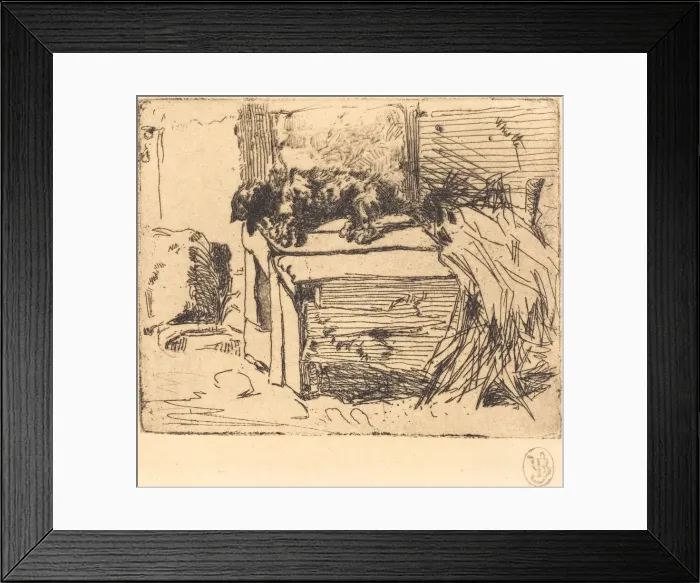 Framed Print : The Dog on the Kennel. Creator: James Abbott McNeill Whistler Framed Print : The Dog on the Kennel. Creator: James Abbott McNeill Whistler