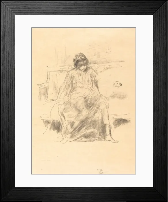 Framed Print : The Draped Figure, Seated, 1893. Creator: James Abbott McNeill Whistler Framed Print : The Draped Figure, Seated, 1893. Creator: James Abbott McNeill Whistler