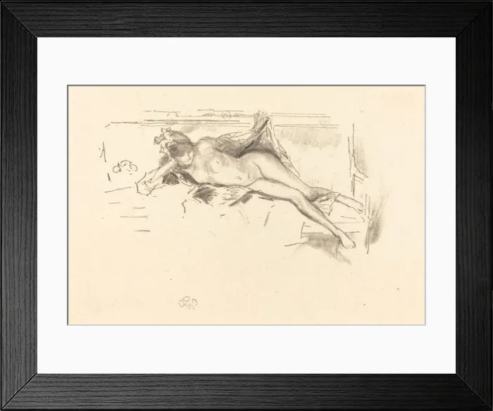 Framed Print : Nude Model, Reclining, 1893. Creator: James Abbott McNeill Whistler Framed Print : Nude Model, Reclining, 1893. Creator: James Abbott McNeill Whistler