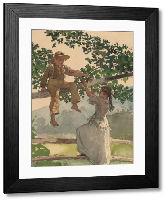 Framed Print : On the Fence, 1878. Creator: Winslow Homer