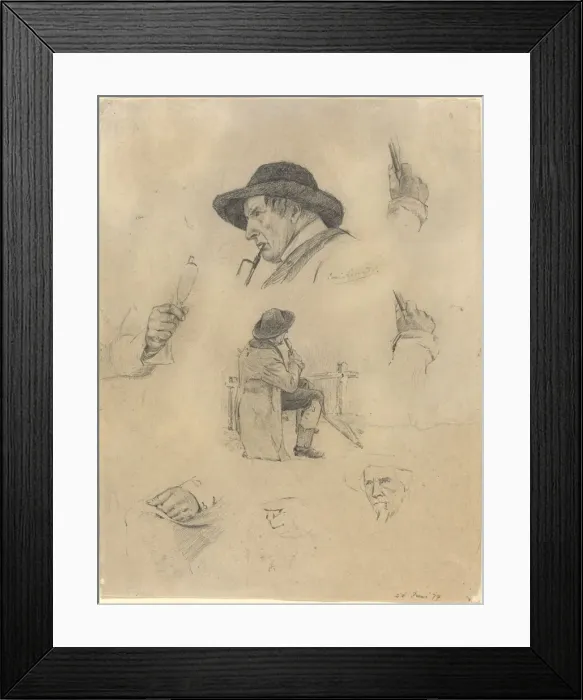 Framed Print : Sheet of Sketches, 1877. Creator: Lovis Corinth Framed Print : Sheet of Sketches, 1877. Creator: Lovis Corinth