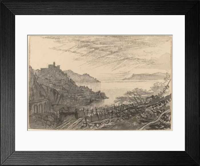 Framed Print : View of a Bay from a Hillside (Amalfi), 1884 / 1885. Creator: Edward Lear Framed Print : View of a Bay from a Hillside (Amalfi), 1884 / 1885. Creator: Edward Lear