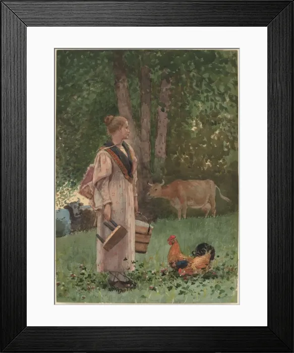 Framed Print : The Milk Maid, 1878. Creator: Winslow Homer Framed Print : The Milk Maid, 1878. Creator: Winslow Homer