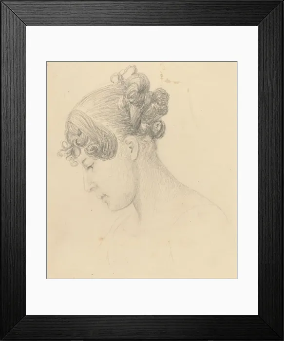 Framed Print : Head of a Woman Looking Down (Theresa Turner?). Creator: John Flaxman Framed Print : Head of a Woman Looking Down (Theresa Turner?). Creator: John Flaxman