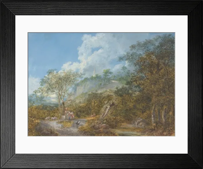 Framed Print : Arcadian Landscape with an Obelisk, 1785. Creator: Salomon Gessner Framed Print : Arcadian Landscape with an Obelisk, 1785. Creator: Salomon Gessner