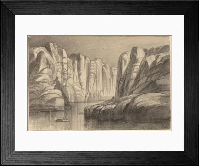 Framed Print : River Winding through a Rock Formation (Philae, Egypt), 1884 / 1885. Creator: Edward Lear Framed Print : River Winding through a Rock Formation (Philae, Egypt), 1884 / 1885. Creator: Edward Lear