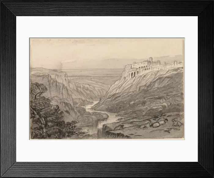 Framed Print : Goats Resting above a River Gorge (Narni, Italy), 1884 / 1885. Creator: Edward Lear Framed Print : Goats Resting above a River Gorge (Narni, Italy), 1884 / 1885. Creator: Edward Lear