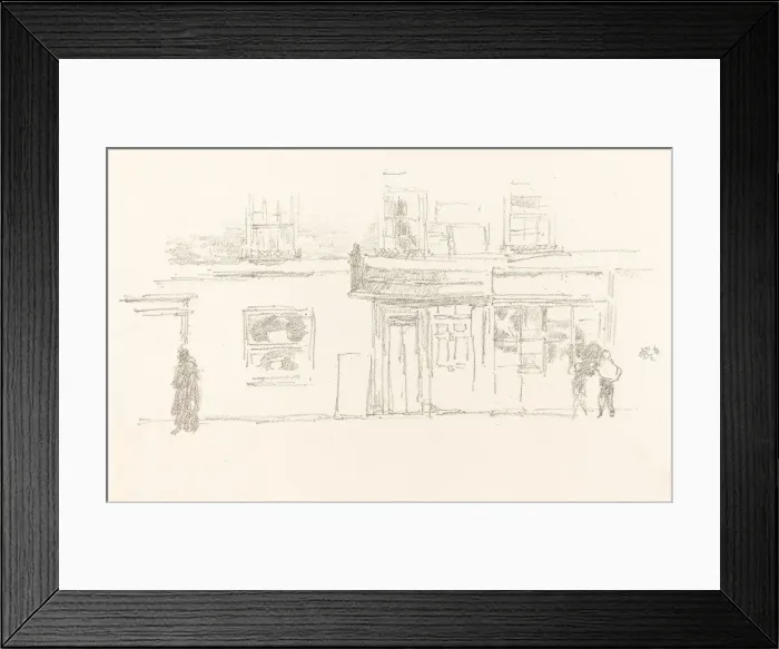 Framed Print : Chelsea Shops, 1888. Creator: James Abbott McNeill Whistler Framed Print : Chelsea Shops, 1888. Creator: James Abbott McNeill Whistler