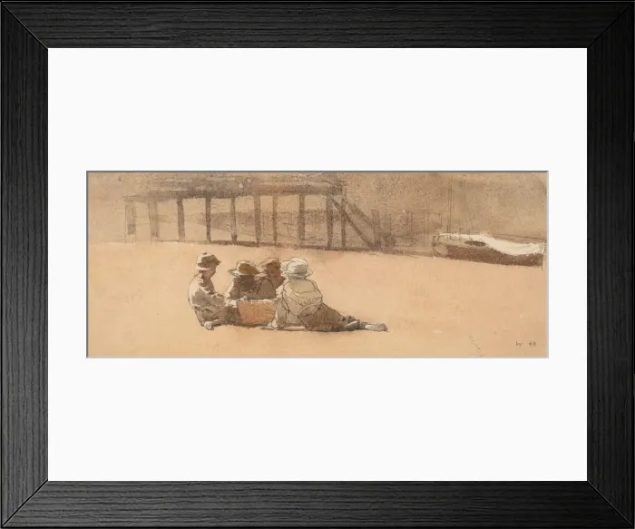 Framed Print : Four Boys on a Beach, 1873. Creator: Winslow Homer Framed Print : Four Boys on a Beach, 1873. Creator: Winslow Homer