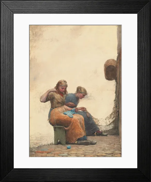 Framed Print : Mending the Nets, 1882. Creator: Winslow Homer Framed Print : Mending the Nets, 1882. Creator: Winslow Homer