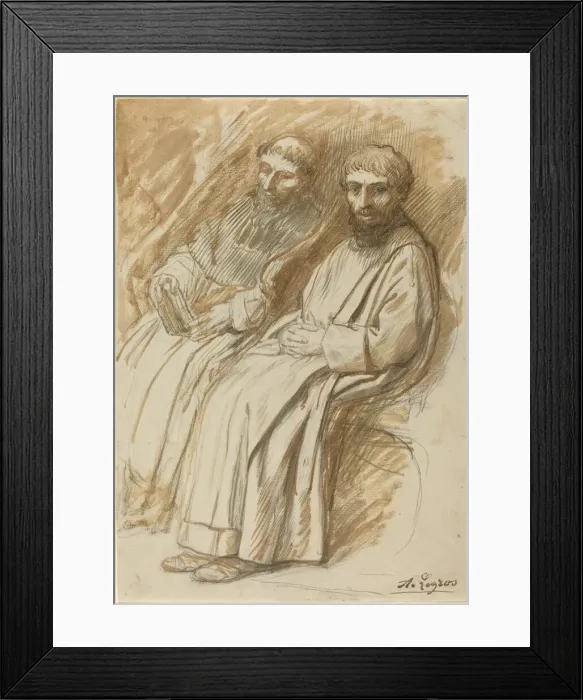 Framed Print : Two Monks Seated in a Church. Creator: Alphonse Legros Framed Print : Two Monks Seated in a Church. Creator: Alphonse Legros