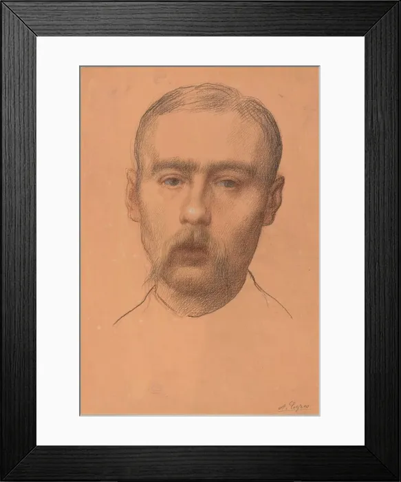 Framed Print : Head of a Man (Possible Portrait of Professor E. D. Adams). Creator: Alphonse Legros