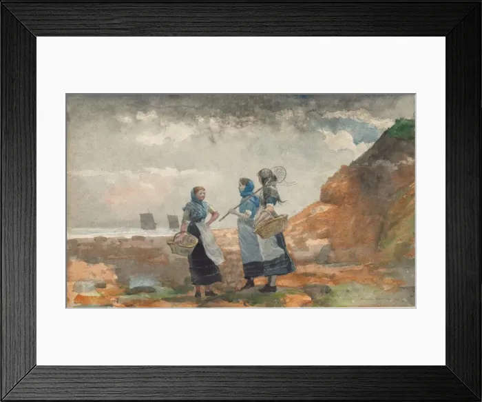 Framed Print : Three Fisher Girls, Tynemouth, 1881. Creator: Winslow Homer Framed Print : Three Fisher Girls, Tynemouth, 1881. Creator: Winslow Homer