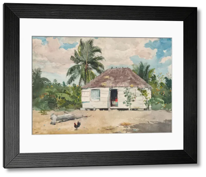 Framed Print : Native hut at Nassau, 1885. Creator: Winslow Homer Framed Print : Native hut at Nassau, 1885. Creator: Winslow Homer