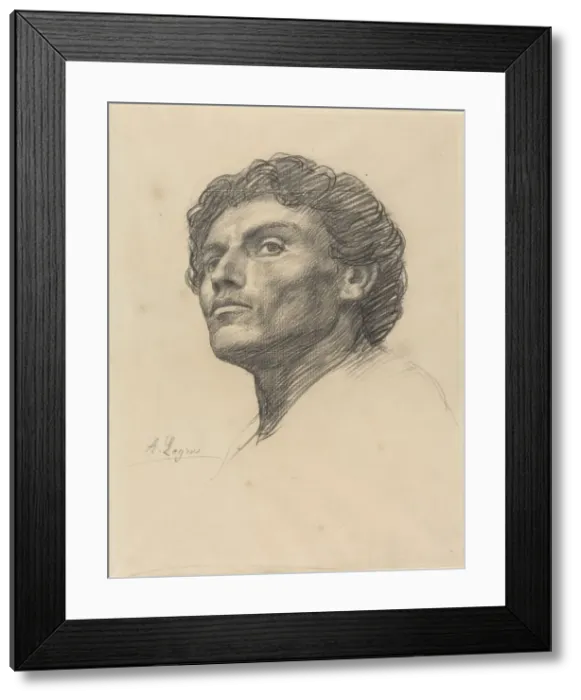 Framed Print : Head of a Man. Creator: Alphonse Legros Framed Print : Head of a Man. Creator: Alphonse Legros