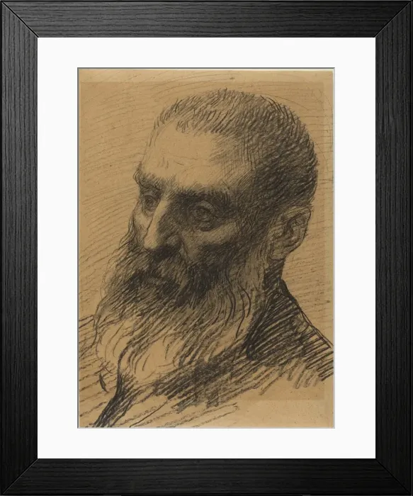 Framed Print : Head of a Man Facing Left. Creator: Alphonse Legros Framed Print : Head of a Man Facing Left. Creator: Alphonse Legros