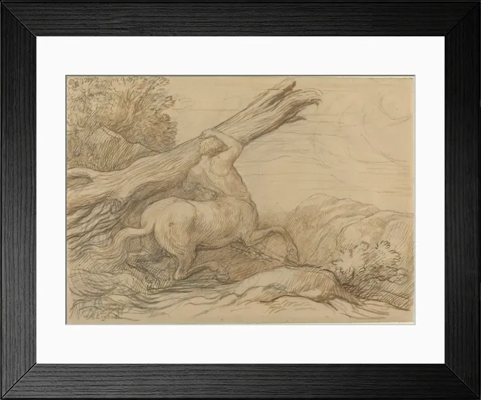 Framed Print : Centaur Carrying a Tree Trunk. Creator: Alphonse Legros Framed Print : Centaur Carrying a Tree Trunk. Creator: Alphonse Legros