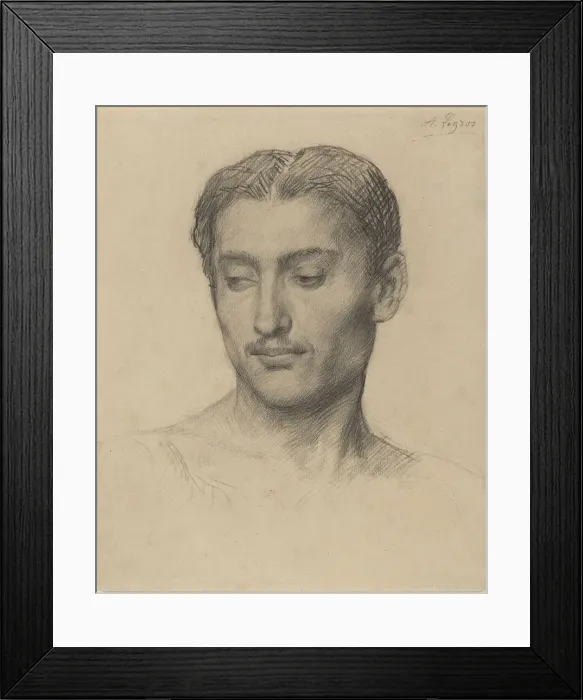 Framed Print : Head of a Young Man. Creator: Alphonse Legros Framed Print : Head of a Young Man. Creator: Alphonse Legros