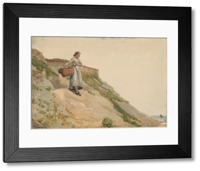 Framed Print : Girl Carrying a Basket, 1882. Creator: Winslow Homer Framed Print : Girl Carrying a Basket, 1882. Creator: Winslow Homer