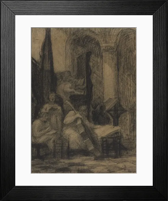 Framed Print : Choir of a Spanish Church. Creator: Alphonse Legros Framed Print : Choir of a Spanish Church. Creator: Alphonse Legros