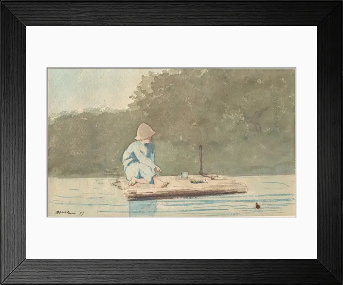 Framed Print : Boy on a Raft, 1879. Creator: Winslow Homer Framed Print : Boy on a Raft, 1879. Creator: Winslow Homer