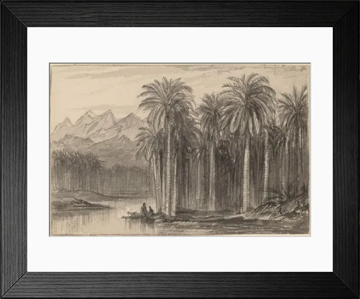 Framed Print : Figures Setting Out in Canoes from a Palm Grove (Wady Feiran), 1884 / 1885 Framed Print : Figures Setting Out in Canoes from a Palm Grove (Wady Feiran), 1884 / 1885