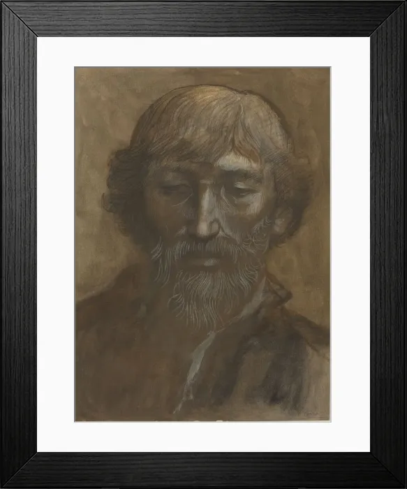 Framed Print : Head of a Man, Full Face. Creator: Alphonse Legros Framed Print : Head of a Man, Full Face. Creator: Alphonse Legros