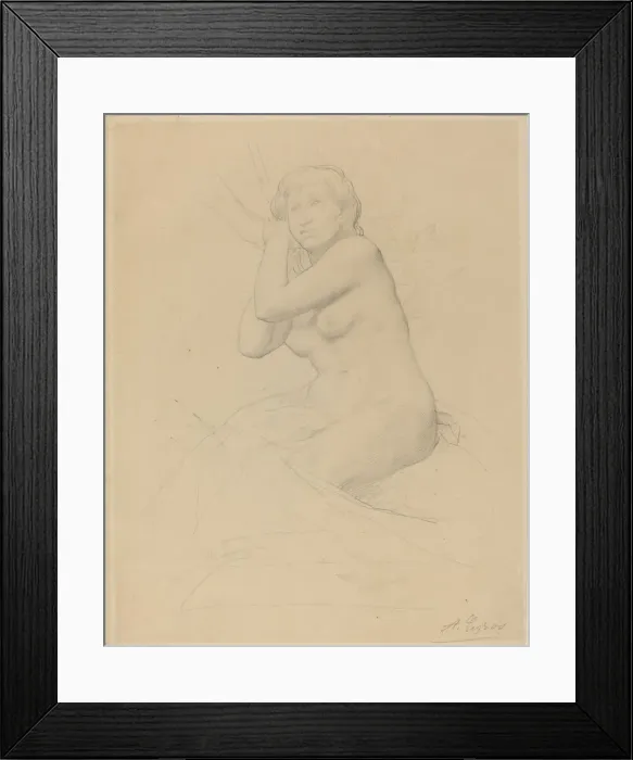 Framed Print : Female Nude Seated. Creator: Alphonse Legros Framed Print : Female Nude Seated. Creator: Alphonse Legros
