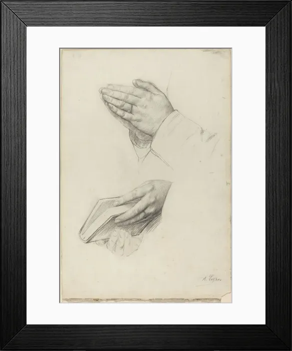 Framed Print : Two Studies of Hands. Creator: Alphonse Legros Framed Print : Two Studies of Hands. Creator: Alphonse Legros
