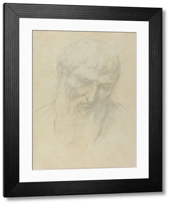 Framed Print : Head of a Man with Curly Hair and Beard. Creator: Alphonse Legros Framed Print : Head of a Man with Curly Hair and Beard. Creator: Alphonse Legros