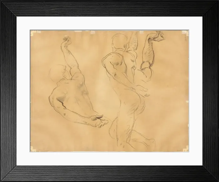 Framed Print : Studies of Male Nudes [verso], 1918-1919. Creator: John Singer Sargent