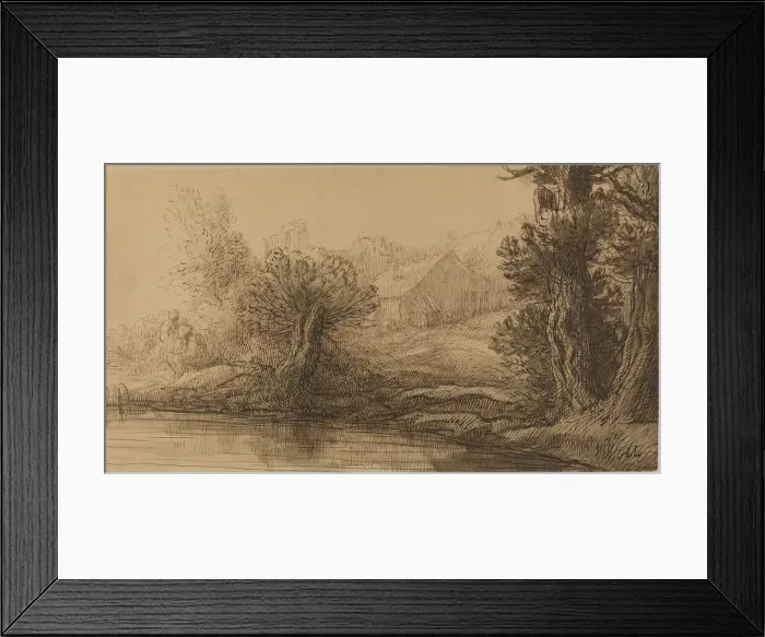 Framed Print : Bank of a River. Creator: Alphonse Legros Framed Print : Bank of a River. Creator: Alphonse Legros