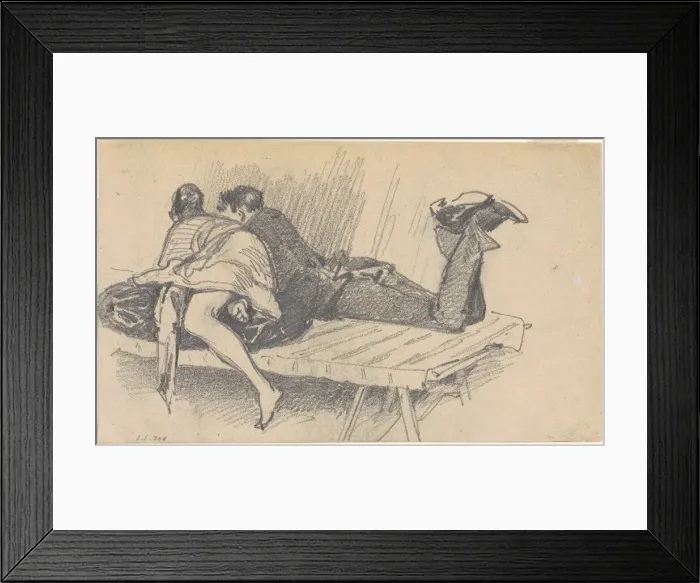 Framed Print : Couple on a Cot, c. 1874-1877. Creator: John Singer Sargent Framed Print : Couple on a Cot, c. 1874-1877. Creator: John Singer Sargent