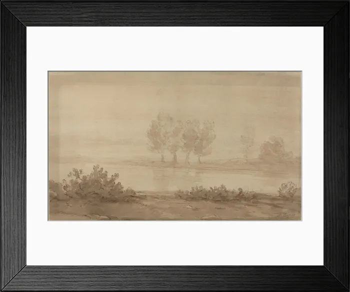 Framed Print : Landscape - Four Trees beyond a River. Creator: Alphonse Legros Framed Print : Landscape - Four Trees beyond a River. Creator: Alphonse Legros