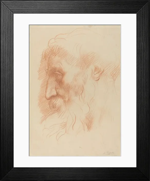 Framed Print : Study of a Mans Head [recto]. Creator: Alphonse Legros