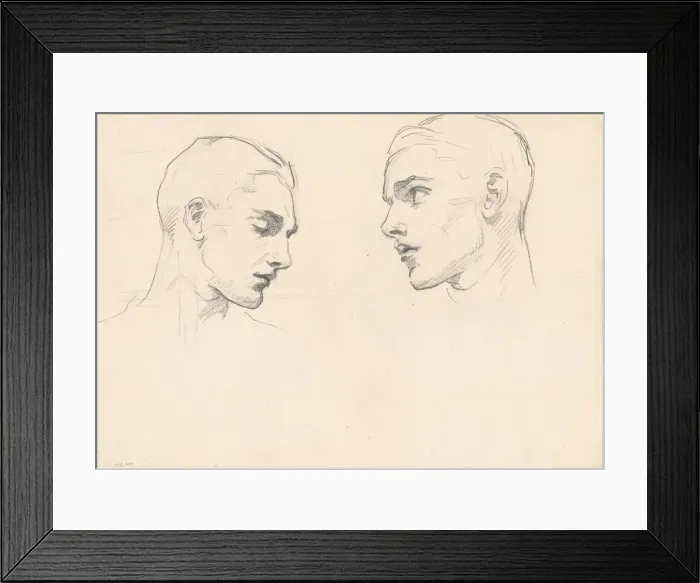 Framed Print : Studies of a Mans Head, c. 1875. Creator: John Singer Sargent Framed Print : Studies of a Mans Head, c. 1875. Creator: John Singer Sargent