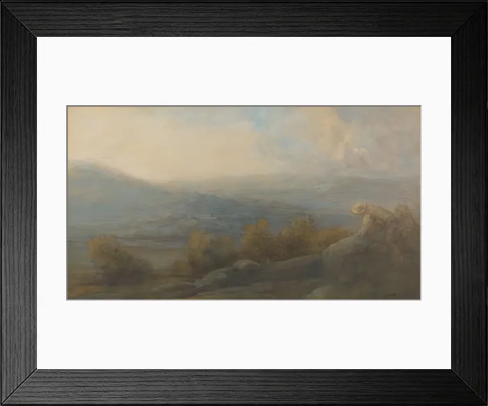 Framed Print : Mountain Landscape with two Figures at the Right, 1905. Creator: Alphonse Legros Framed Print : Mountain Landscape with two Figures at the Right, 1905. Creator: Alphonse Legros