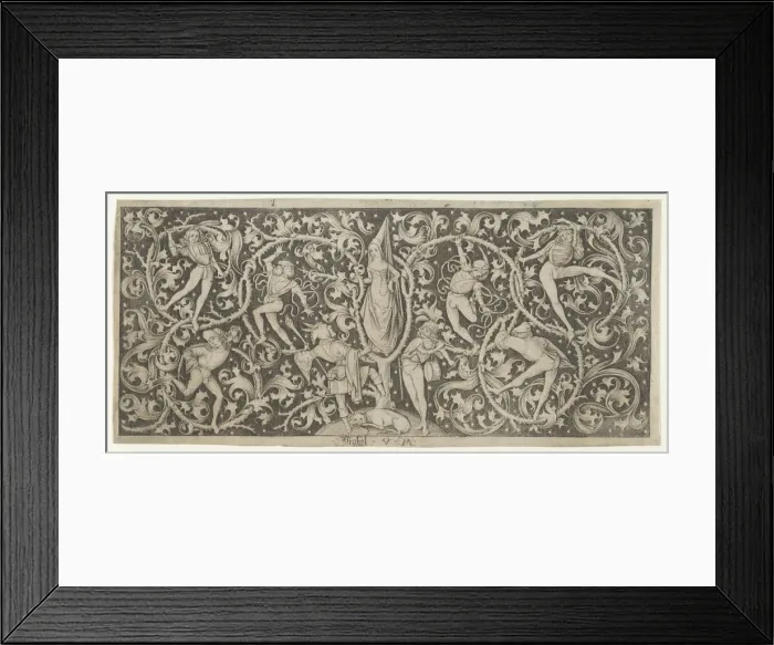 Framed Print : Ornamental Engraving with Morris Dancers. Creator: Israhel van Meckenem Framed Print : Ornamental Engraving with Morris Dancers. Creator: Israhel van Meckenem