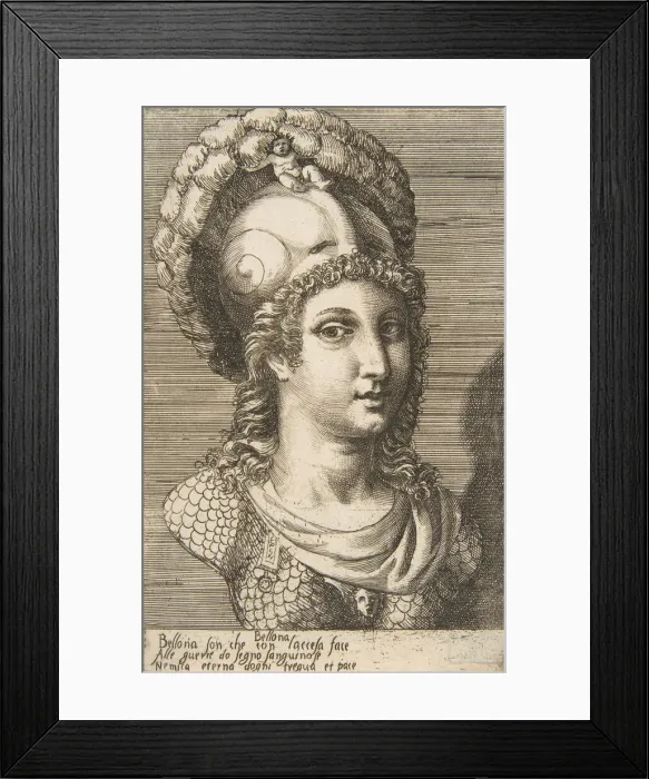 Framed Print : Bust of Bellona, ca. 1531-76. Creator: Giulio Bonasone Framed Print : Bust of Bellona, ca. 1531-76. Creator: Giulio Bonasone