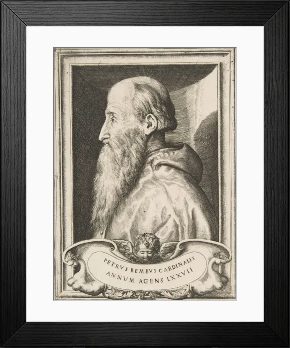 Framed Print : Portrait of Cardinal Pietro Bembo facing left, 1572. Creator: Giulio Bonasone Framed Print : Portrait of Cardinal Pietro Bembo facing left, 1572. Creator: Giulio Bonasone