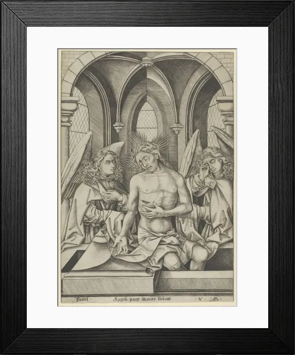 Framed Print : Christ as the Man of Sorrows Between Two Angels, ca. 1500. ca. 1500