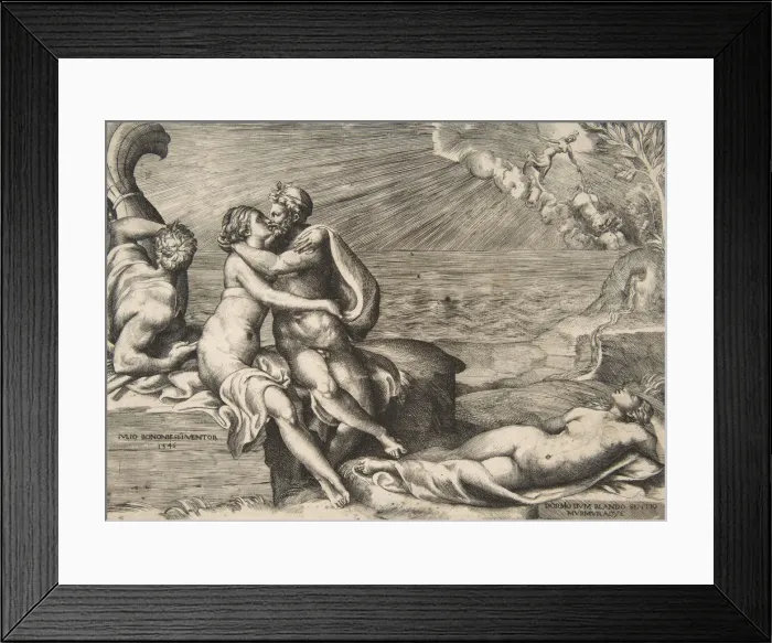 Framed Print : Jupiters love for Juno rekindled when she puts on Venuss Girdle, 1546 Framed Print : Jupiters love for Juno rekindled when she puts on Venuss Girdle, 1546