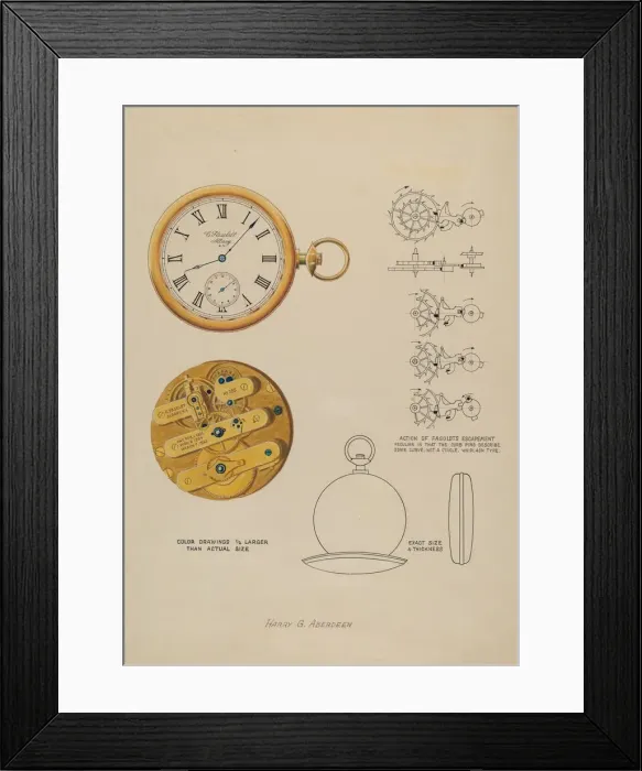 Framed Print : Watch and Case, c. 1937. Creator: Harry G Aberdeen Framed Print : Watch and Case, c. 1937. Creator: Harry G Aberdeen