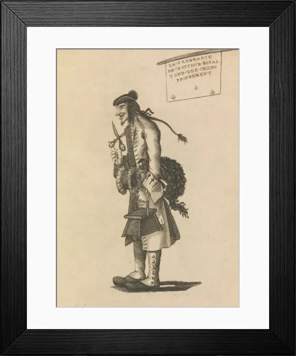 Framed Print : The Dog Barber, April 25, 1771. Creator: Unknown Framed Print : The Dog Barber, April 25, 1771. Creator: Unknown