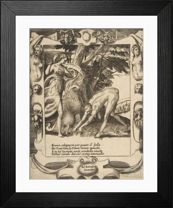 Framed Print : Juno sending famine against Crasiton, set within an elaborate frame, from Loves, Rages Framed Print : Juno sending famine against Crasiton, set within an elaborate frame, from Loves, Rages