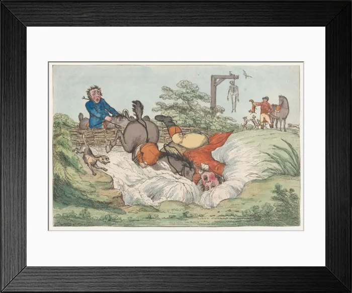 Framed Print : A Rider Falls into Water, 1780-1820. Creator: Unknown Framed Print : A Rider Falls into Water, 1780-1820. Creator: Unknown