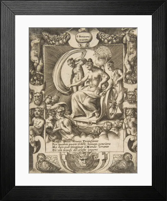 Framed Print : The triumph of Juno who is sat in a carriage, set within a elaborate frame, from the ( Framed Print : The triumph of Juno who is sat in a carriage, set within a elaborate frame, from the (