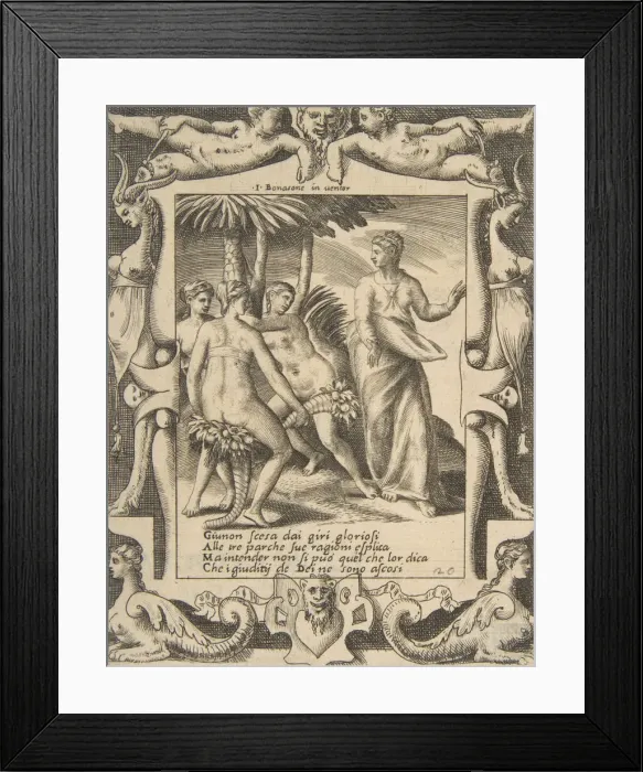 Framed Print : Juno at the right turning and speaking to the Fates, set within an elaborate frame, fro Framed Print : Juno at the right turning and speaking to the Fates, set within an elaborate frame, fro